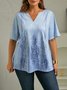 Plus Size V Neck Loose Casual Shirt