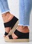 Beach vacation Straw Wedges Denim Sandals Jean Shoes