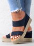 Beach vacation Straw Wedges Denim Sandals Jean Shoes