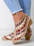 Vintage Weave Inlay Block Heels