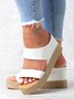 Beach vacation Straw Wedges Denim Sandals Jean Shoes