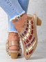 Vintage Weave Inlay Block Heels