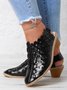 Vintage Weave Inlay Block Heels