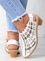 Vintage Weave Inlay Block Heels