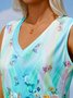 Floral Casual Artist Oil Painting Printed Women's V-neck Tank Top