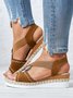 Metal Woven Wedge Platform Roman Sandals