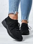 Women Mesh Platform  Lace-Up Fly Woven Lightweight Soft Sole Slip-On Solid Sneakers