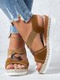 Metal Woven Wedge Platform Roman Sandals