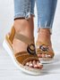 Metal Woven Wedge Platform Roman Sandals