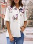 Butterfly Loose Shirt Collar Casual Blouse