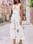 Casual Regular Fit Floral V Neck Dress