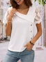 Casual Asymmetrical Neck Buttoned Mesh Blouse