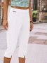 Casual Plain Color Hem Slit Elastic Waist Knitted Bottoming Pants