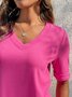 Regular Fit Plain Casual V Neck T-Shirt