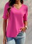 Regular Fit Plain Casual V Neck T-Shirt