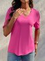 Regular Fit Plain Casual V Neck T-Shirt