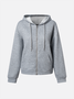 Hoodie Zipper Plain Casual Jacket