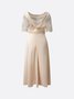 Mother of the groom/bride Boat Neck Satin Lace Elegant Dress