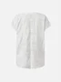 JFN V Neck Embroidery Simple Cotton Plain Loose Blouse