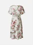 Crew Neck Elegant Floral Loose Garden Party Midi Dress