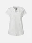 JFN V Neck Embroidery Simple Cotton Plain Loose Blouse