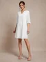 JFN Plain Cotton-blend V Neck Dress