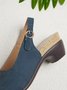 JFN Retro Solid Simple Open Toe Chunky Heel Sandals