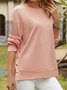 Round neck split metal clasp loose sweatshirt
