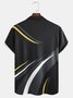 Casual Art Collection Geometric Stripe Pattern Lapel Short Sleeve Polo Print Top