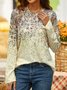 Casual Crew Neck Geometric Ombre T-Shirt