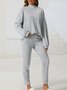 Regular Fit Cotton-Blend Casual Plain Two-Piece Set