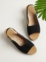 JFN Retro Solid Simple Open Toe Chunky Heel Sandals