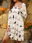 Cute Cat Long Sleeve Cotton-Blend Knitting Dress