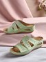 JFN Floral Embroidered Cutout Boho Casual Wedge Slides