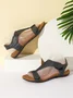 Women's Comfy Orthotic Sandals Women's Arch Support Flat Sandals Orthopedic Sandals JFN Women Retro Solid Color Casual Simple Velcro Strappy Sandals