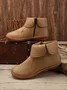 Women Christmas Hemmed Zip Casual Plain Round Toe Short Boots With Flat Heel