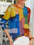 Casual Colorblock Crew Neck T-Shirt