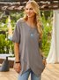Half Sleeve Irregular Blouses Asymmetrical Hem Shirt