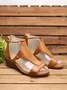 JFN  Women Casual Leather Comfy Wedge Sandals