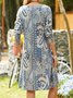 Folk pattern Paisley long sleeve a-hem loose midi Dress