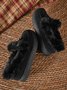 Women Winter Christmas Black Faux Fur Flat Heel Snow Boots