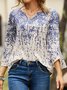 JFN V Neck Casual Ethnic Autumn Daily Three Quarter T-Shirt