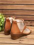 JFN  Women Casual Leather Comfy Wedge Sandals