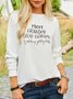 JFN Loose Crew Neck Text Letter Long Sleeve White Sweatshirt