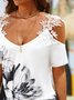 Vacation V Neck Floral Short Sleeve T-Shirt