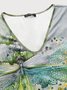 Casual Dragonfly Print Short Sleeve Loose Knit T-Shirt
