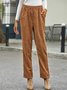 Corduroy elastic waist pocket loose Pants