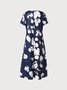 JFN Round Neck Floral Casual Midi Dress