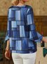 Geometric Shawl Collar Loose Casual Top