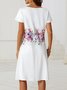 Vacation Floral V Neck Regular Fit Short Sleeve Knit Dress